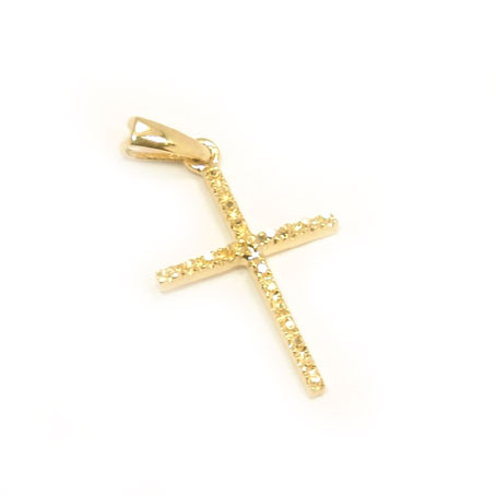 Cruz palito em ouro 18k - acabamento diamantado - 2CZO0145